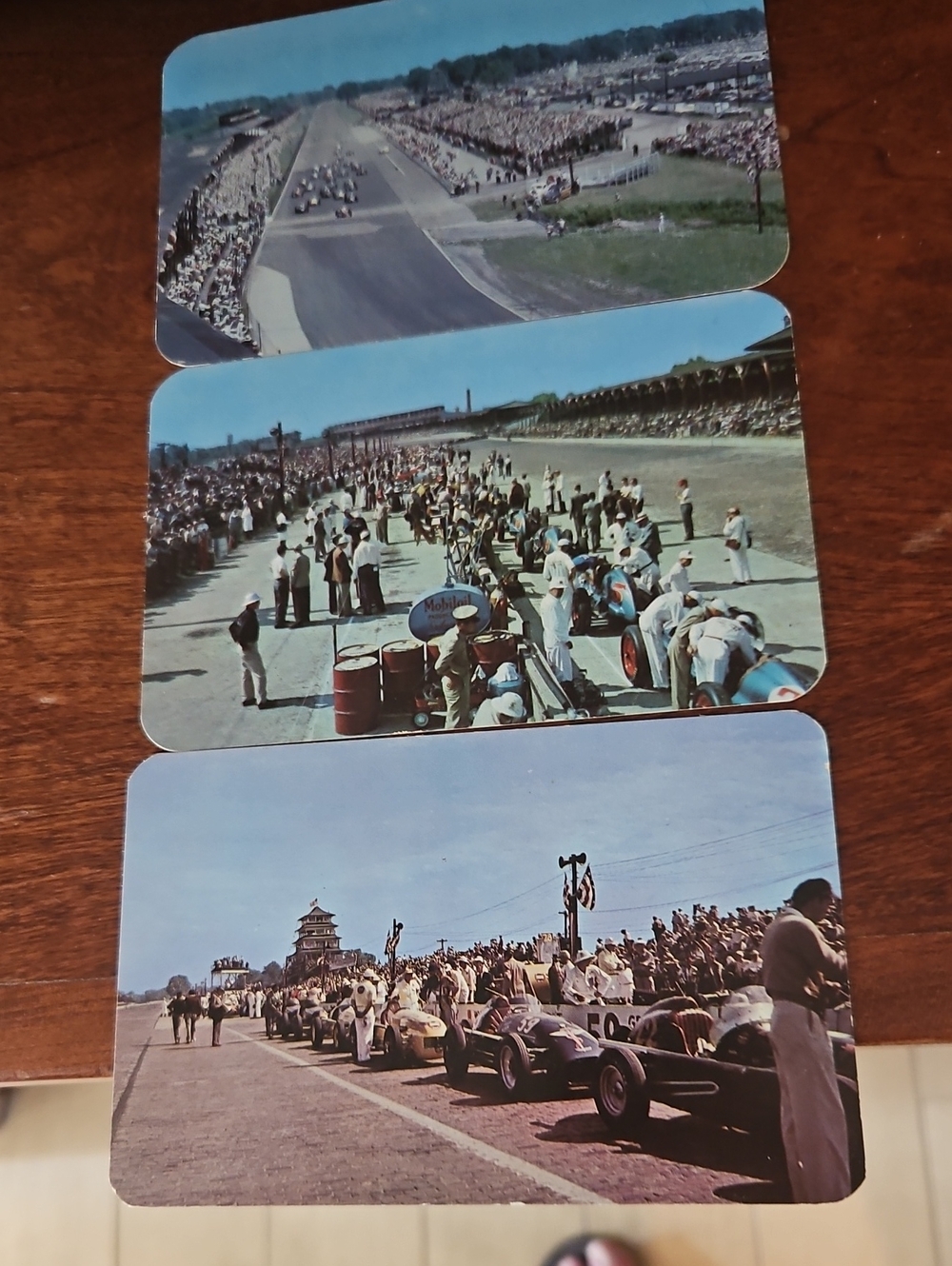 Vintage 1950's Indianapolis Speedway 500 Mile Race Postcards. Set of 3 cards.